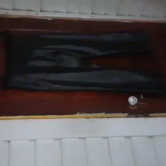 Six/Fifty sz Large faux leather black boot cut pants with pockets silver button - Picture 4 of 5